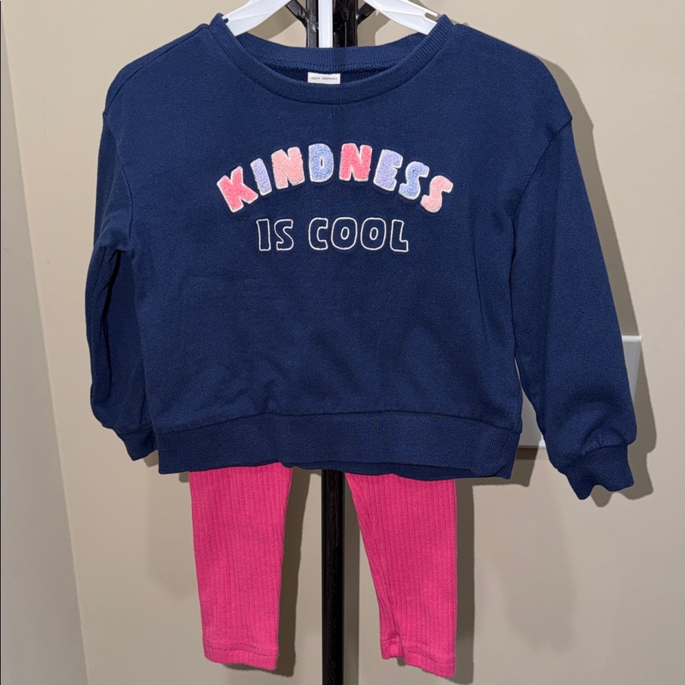 Carter's Navy Sweatshirt & Pink Leggings Kids Matching Set